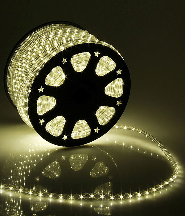 ПРИМЕР(LTC) Светодиодный Дюралайт Ø13 мм Тепло-Белый 24В, 36 LED/м, Свечение 360°, IP65, Бухта 100м