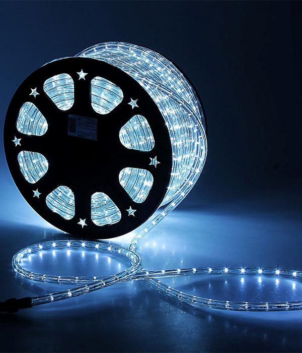 Светодиодный Дюралайт Ø10 мм Белый 24В, 36 LED/м, Свечение 360°, IP65, Бухта 100м