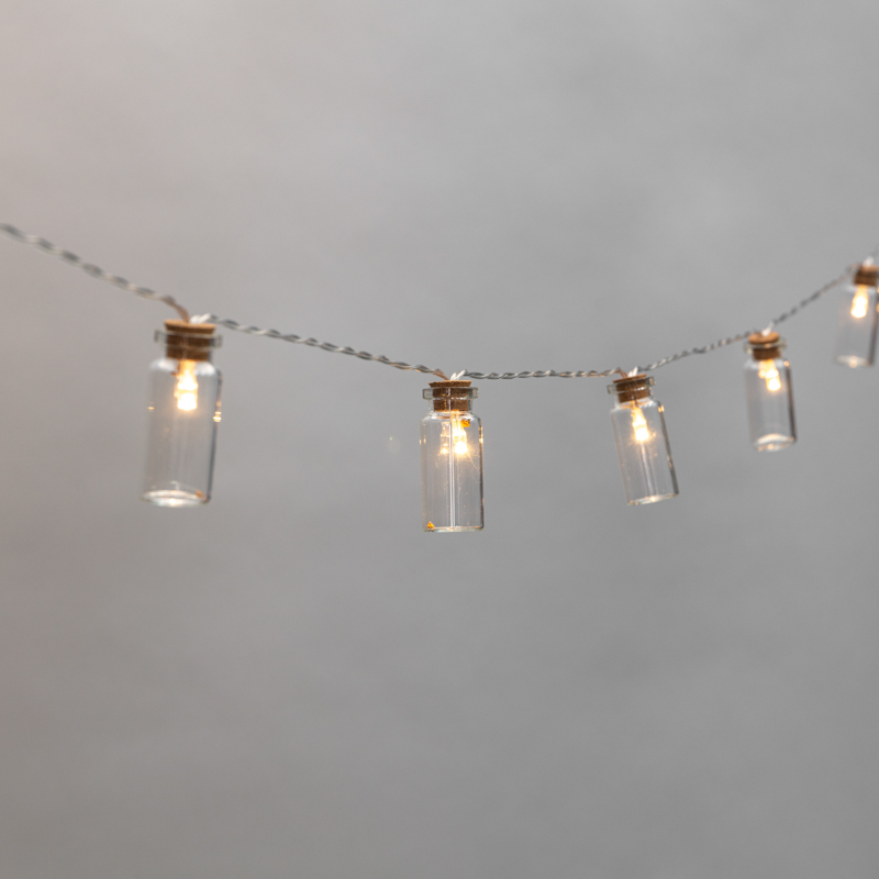 Гирлянда «Баночки» 1.5 м, тёплый белый статика, 10 LED, провод прозрачный ПВХ, IP20