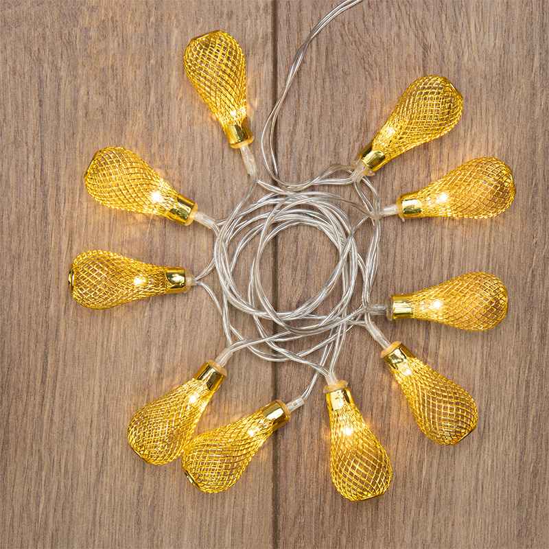 Гирлянда «Восточные лампочки» 1,5 м, жёлтый свет, 10 LED, провод прозрачный ПВХ, IP20